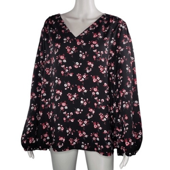 Morgan Taylor Black &‎ Pink Floral Blouse - Picture 1 of 12